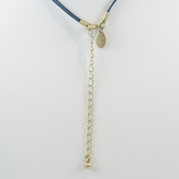 Lia Sophia Pave Pendant Necklace Blue Leather - Picture 4 of 8